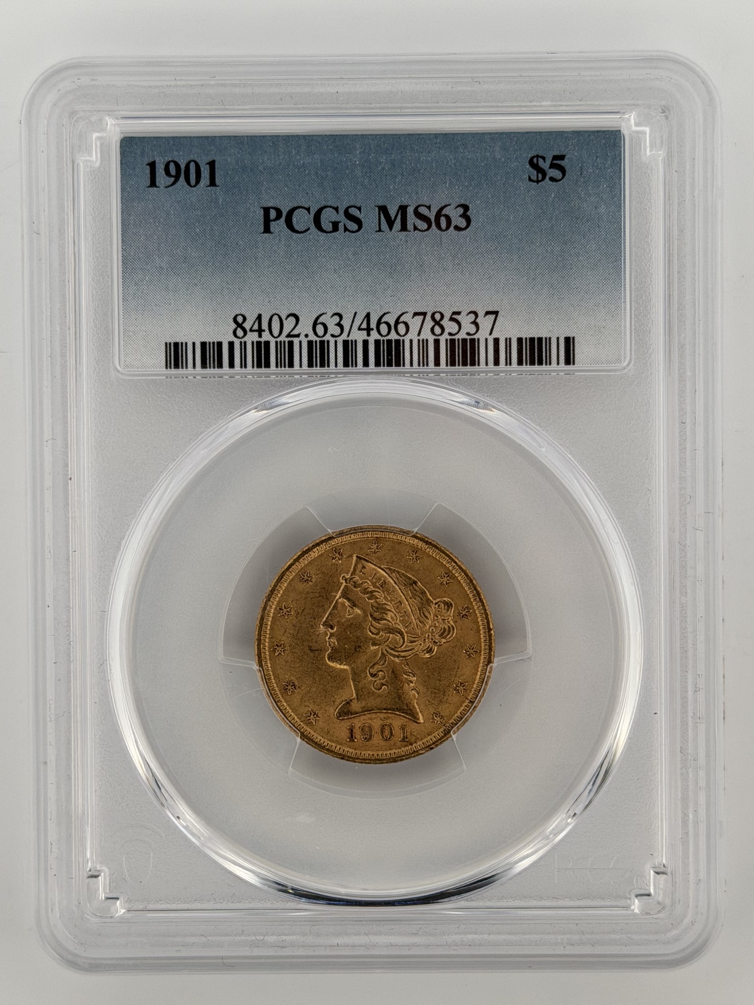 1901-P Liberty Head Half Eagle PCGS MS63 obverse in slab showing coronet Liberty portrait and date 1901