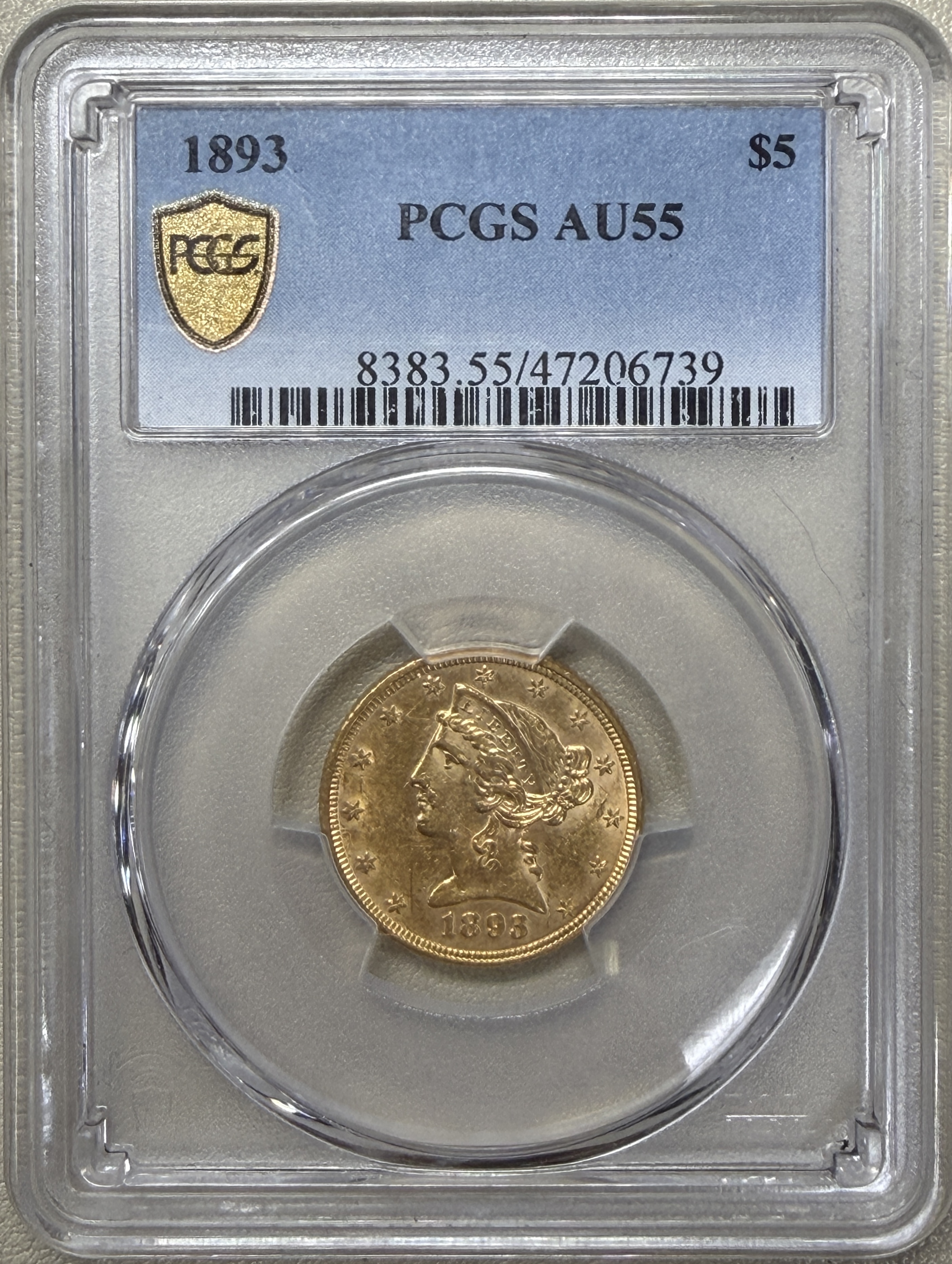 1893 P PCGS AU55 $5 Gold Liberty from Vierk's Fine Jewelry